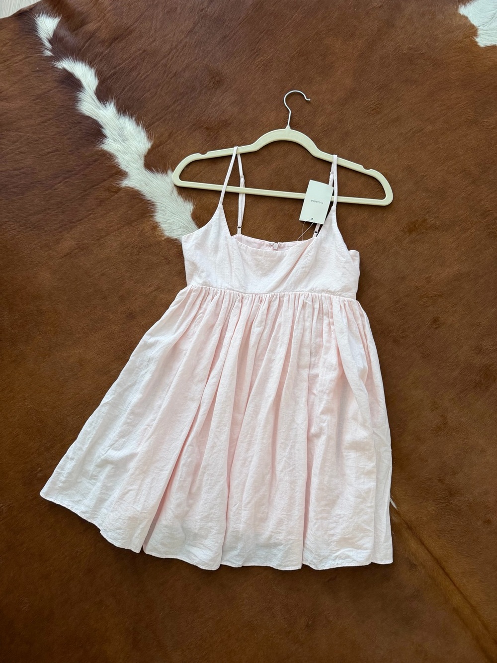 TULAROSA pink linen strapless dress size XS — NWT